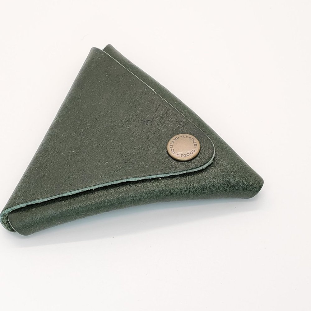 Portland Leather Forest Green Wallet Triangle Coin Pouch NWOT